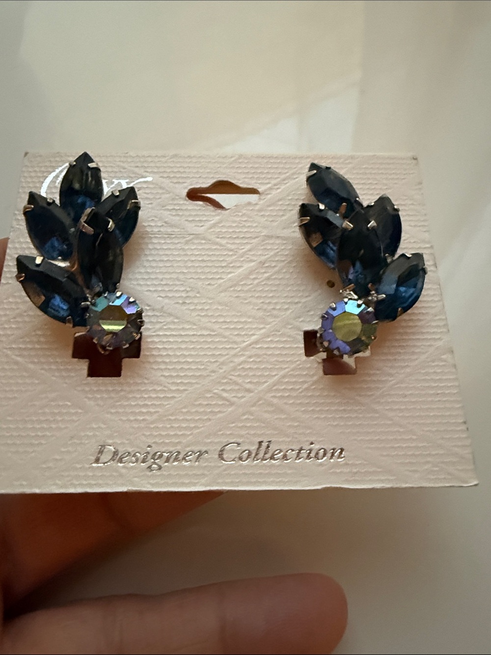 Blue Crystal Clip-on Earrings